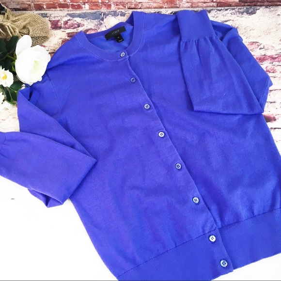 J. Crew Sweaters - J. CREW Cotton Perrywinkle Cardigan, Size M